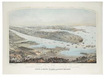 (NEW YORK CITY.) Bornet, John. Panorama of Manhattan Island, City of New York and Environs.